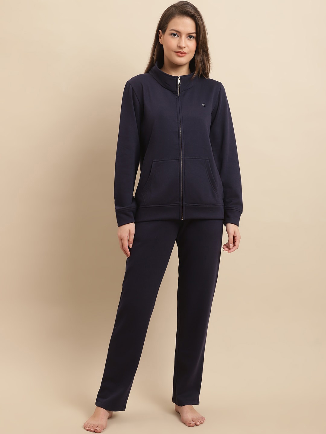

Kanvin Mock Collar Night suit, Navy blue
