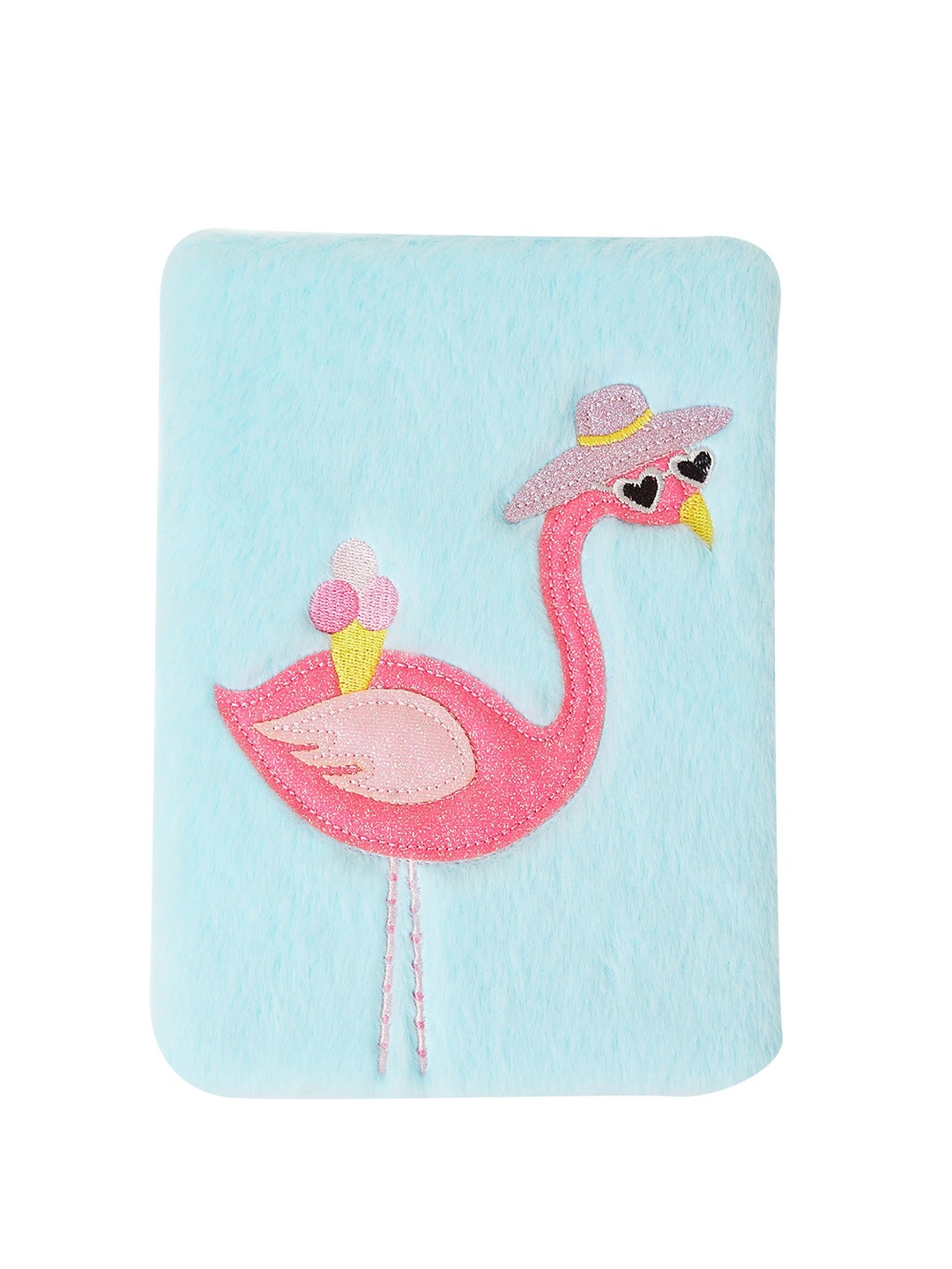 

Accessorize Girls Embroidered Fluffy Flamingo Notebook, Blue