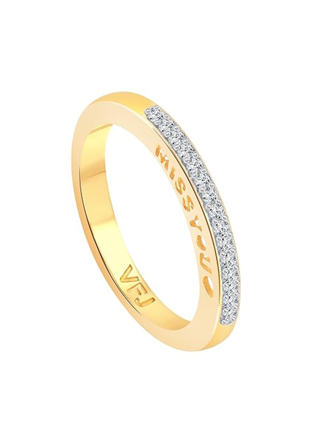 

Vighnaharta Gold-Plated Cubic Zirconia Adjustable Finger Ring