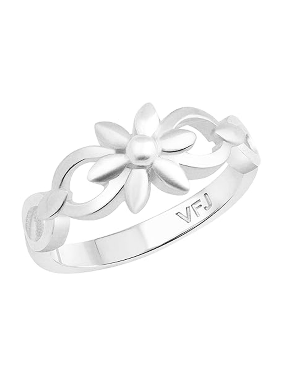 

Vighnaharta Rhodium-Plated Cubic Zirconia Traditional Flower Design Adjustable Finger Ring, Silver