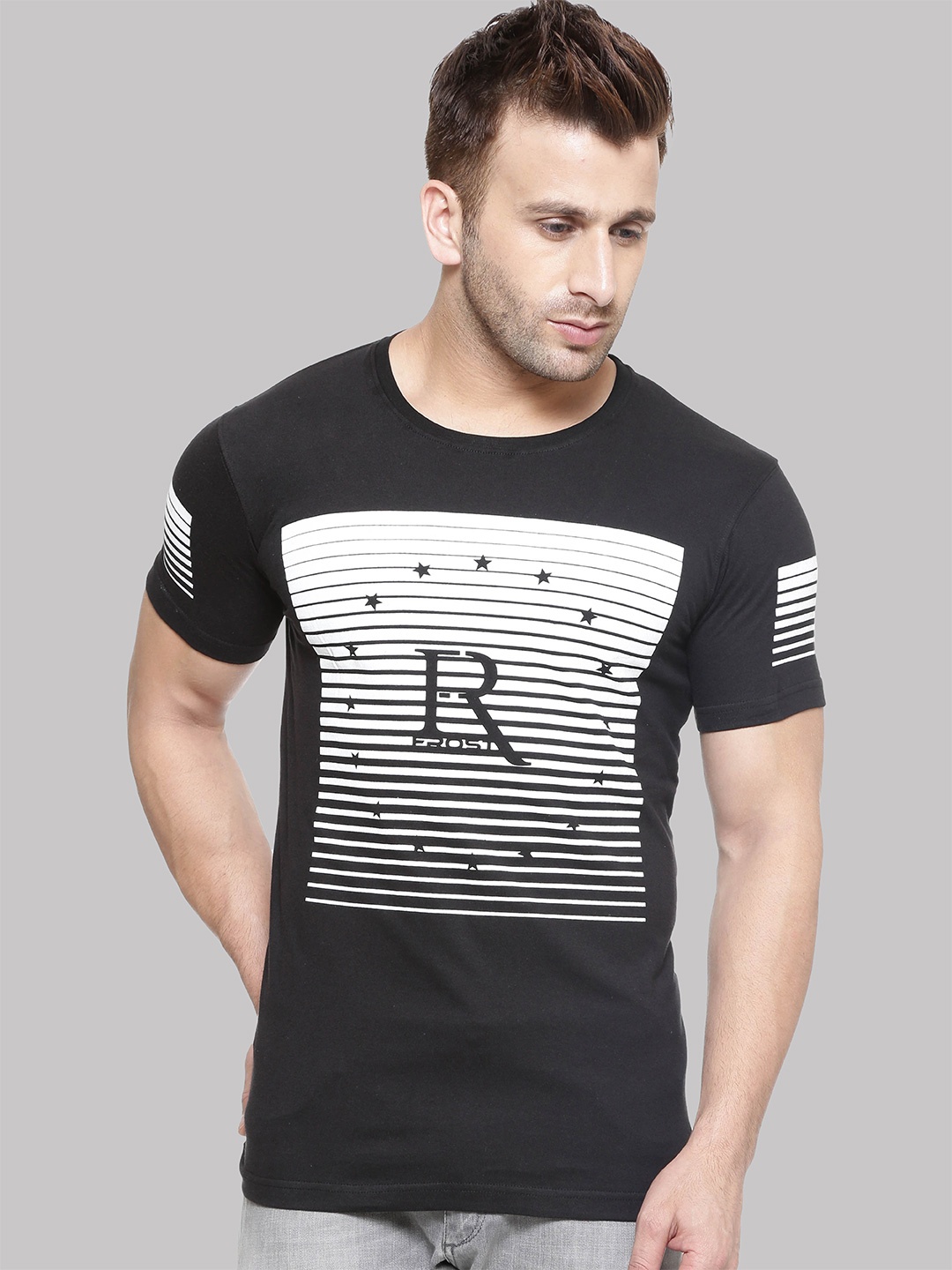 

GESPO Graphic Printed Cotton T-shirt, Black