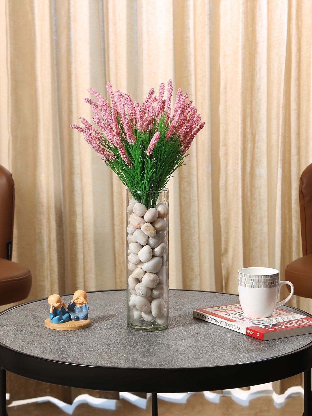 

Fourwalls 3 Pcs Pink & Green Lavender Artificial Flower Sticks