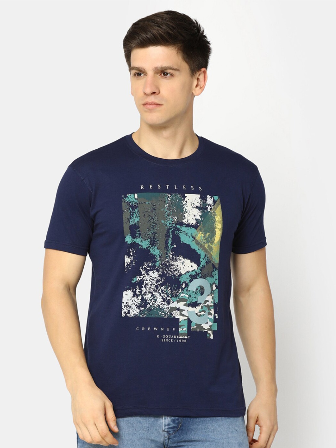 

V-Mart Graphic Printed Cotton T-Shirt, Blue
