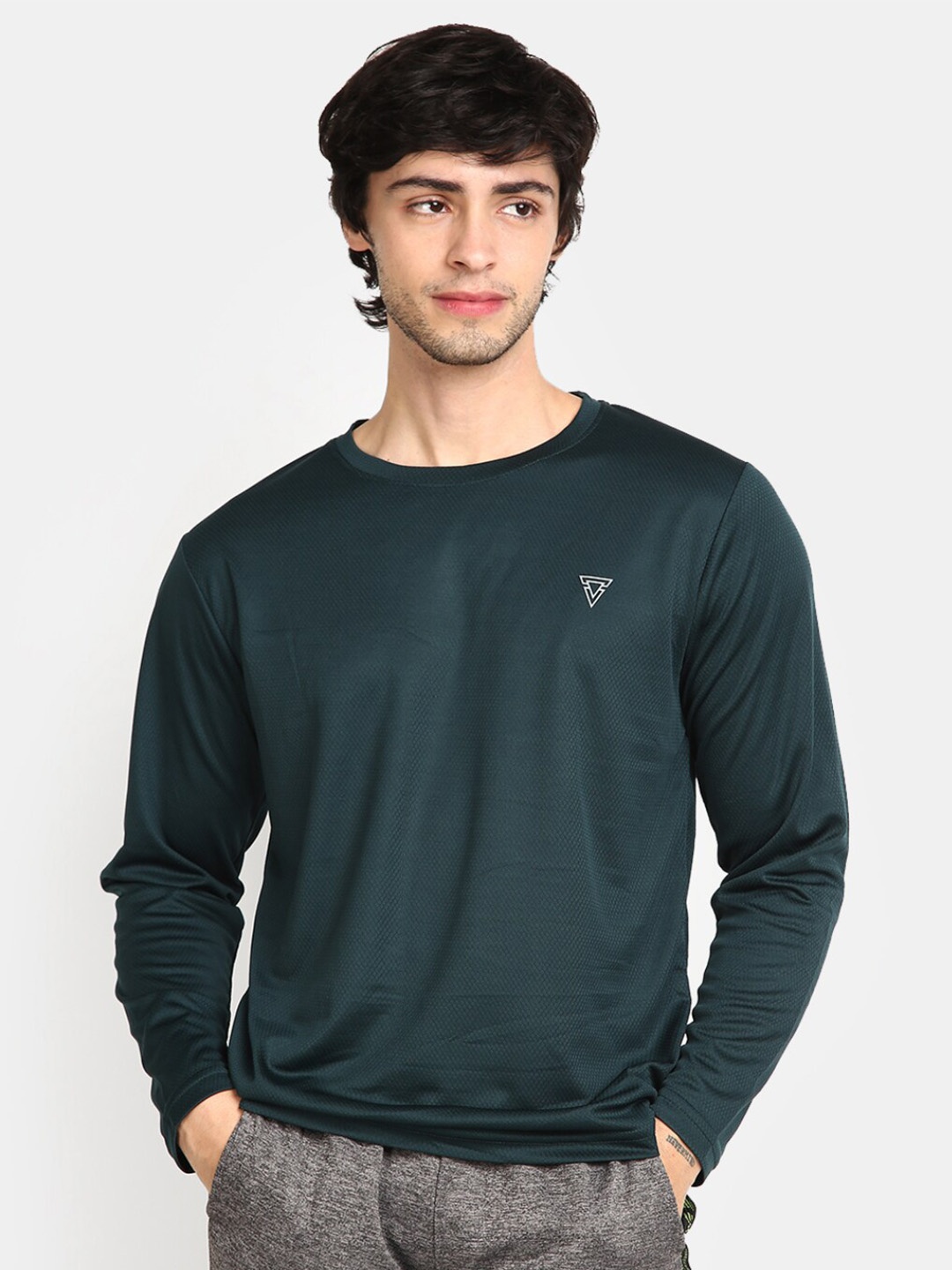 

V-Mart Self Design Round Neck Slim Fit T-shirt, Green