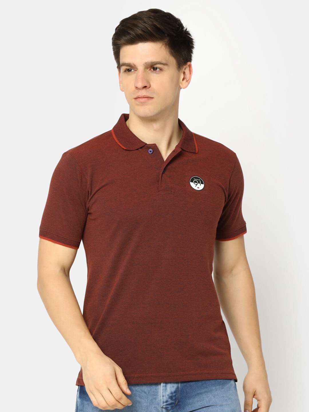 

V-Mart Polo Collar Cotton T-shirt, Maroon