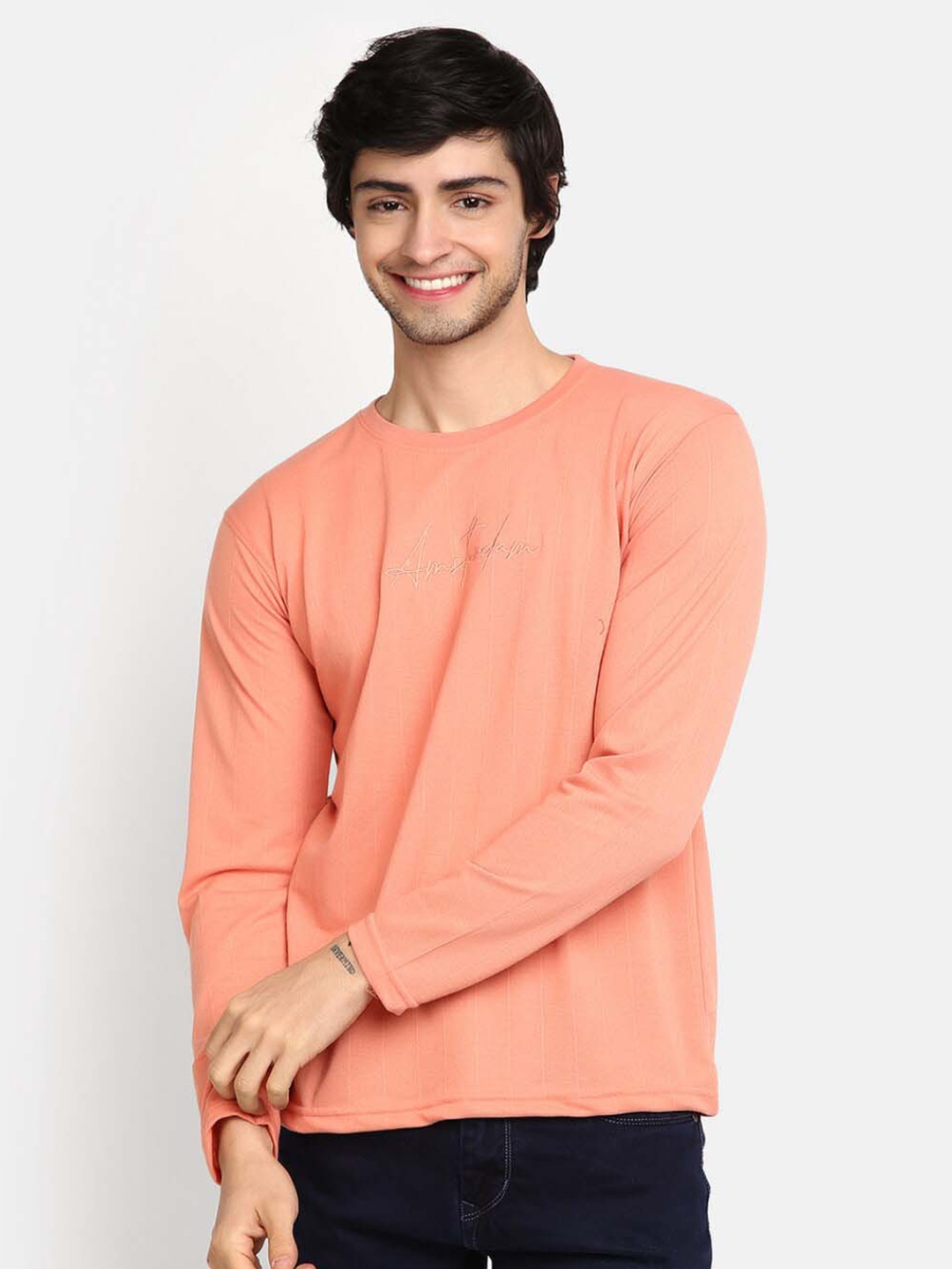 

V-Mart Round Neck Cotton T-shirt, Orange
