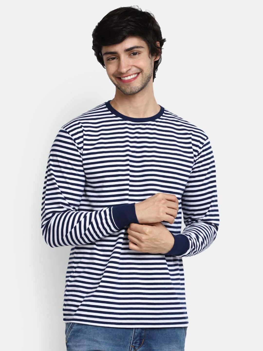 

V-Mart Striped Round Neck T-shirt, Blue