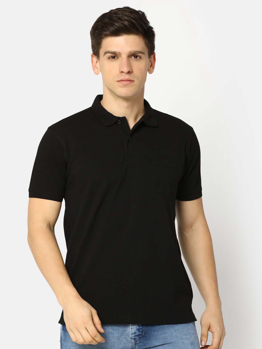 

V-Mart Polo Collar Cotton Casual T-shirt, Black