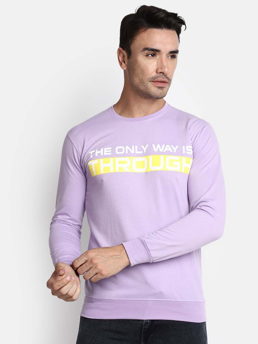 

V-Mart Typographic Printed Cotton T-shirt, Mauve