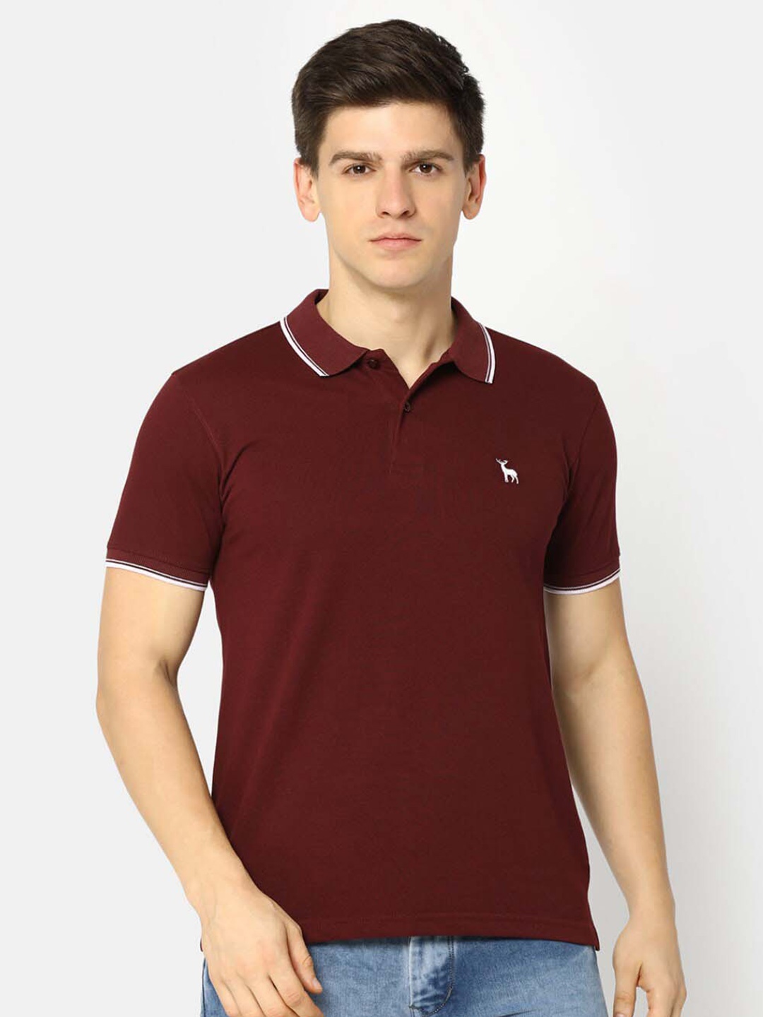 

V-Mart Regular Fit Polo Collar T-shirt, Maroon