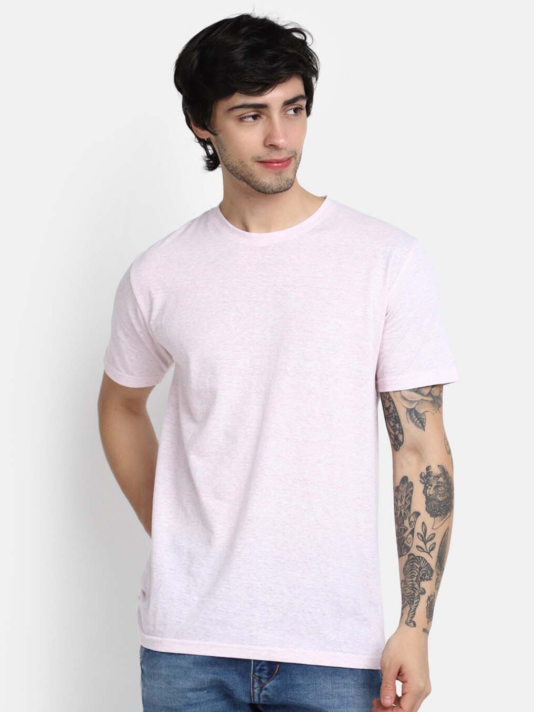 

V-Mart Round Neck T-shirt, Pink