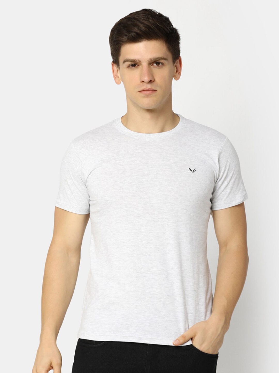 

V-Mart Round Neck Slim Fit Cotton T-shirt, White
