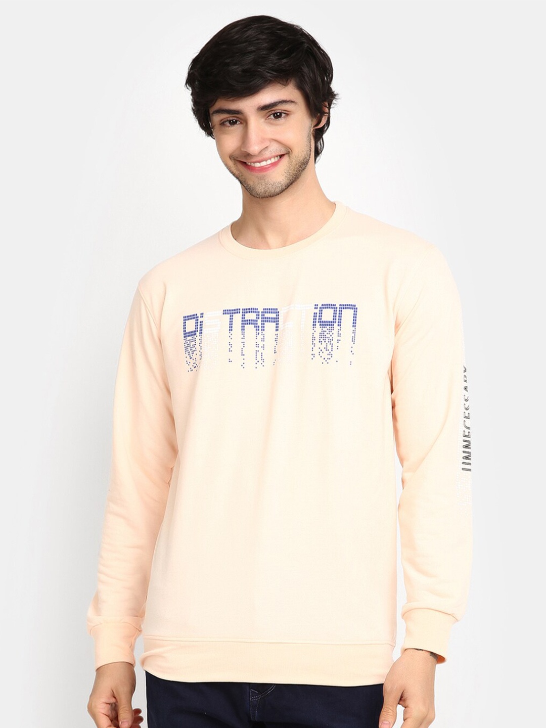 V-Mart Typography Printed Cotton T-shirt, Peach