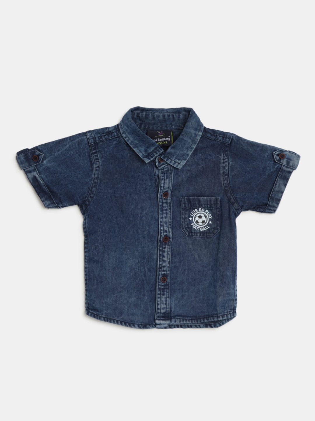 

V-Mart Infants Faded Opaque Faded Cotton Casual Denim Shirt, Blue