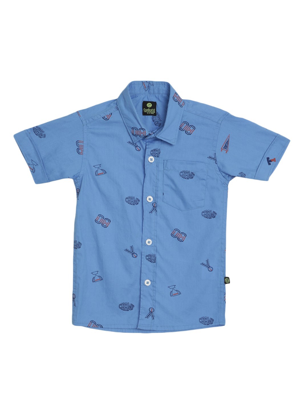 

V-Mart Boys Printed Cotton Casual Shirt, Blue