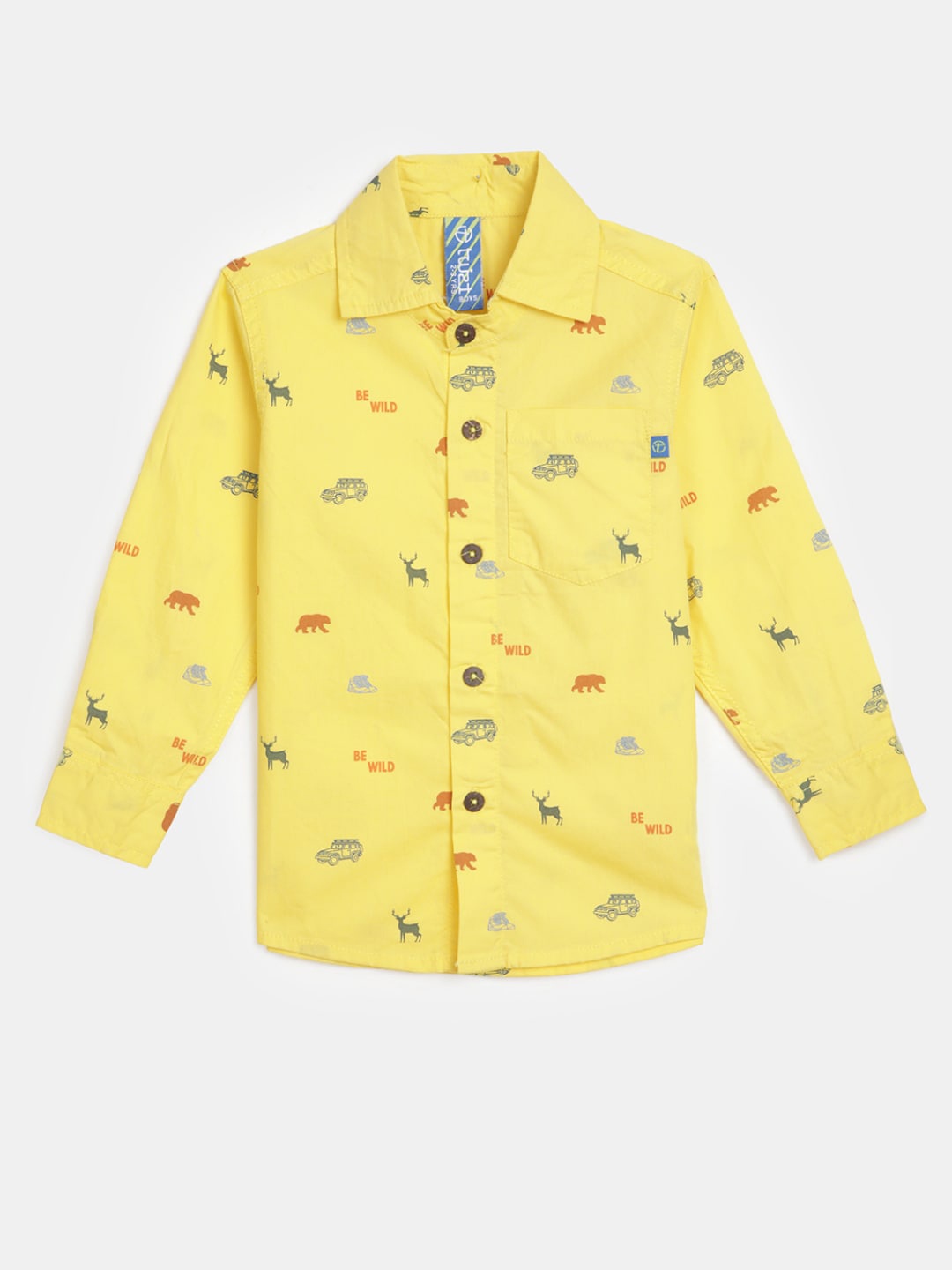 

V-Mart Boys Printed Cotton Casual Shirt, Yellow