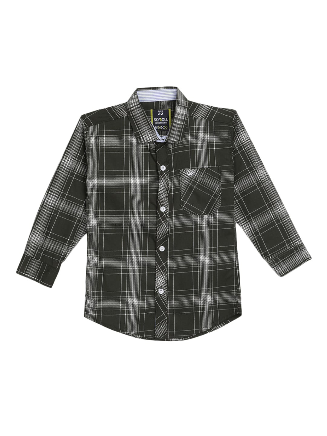 

V-Mart Boys Tartan Checked Cotton Casual Shirt, Olive