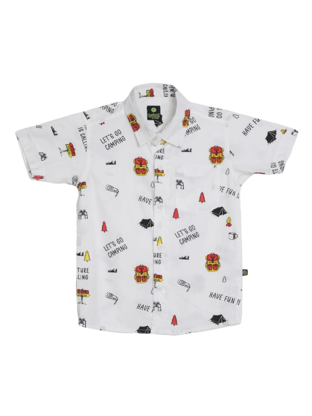 

V-Mart Boys Conversational Printed Cotton Casual Shirt, White