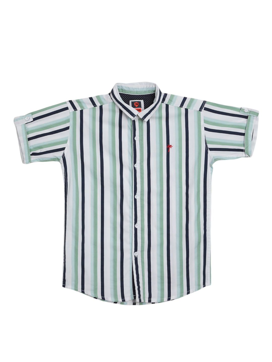 

V-Mart Boys Striped Cotton Casual Shirt, Green