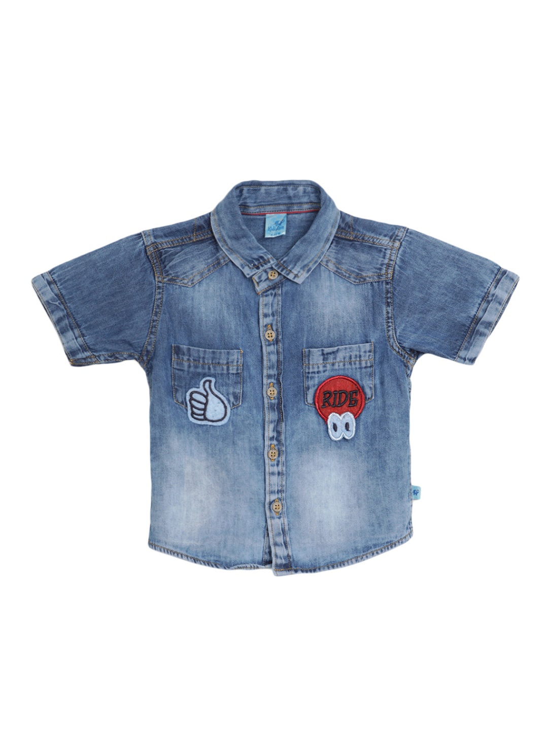 

V-Mart Infants Faded Opaque Regular Fit Faded Cotton Casual Shirt, Blue
