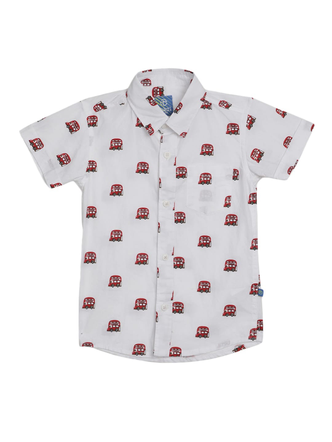 

V-Mart Boys Conversational Printed Opaque Regular Fit Cotton Casual Shirt, White