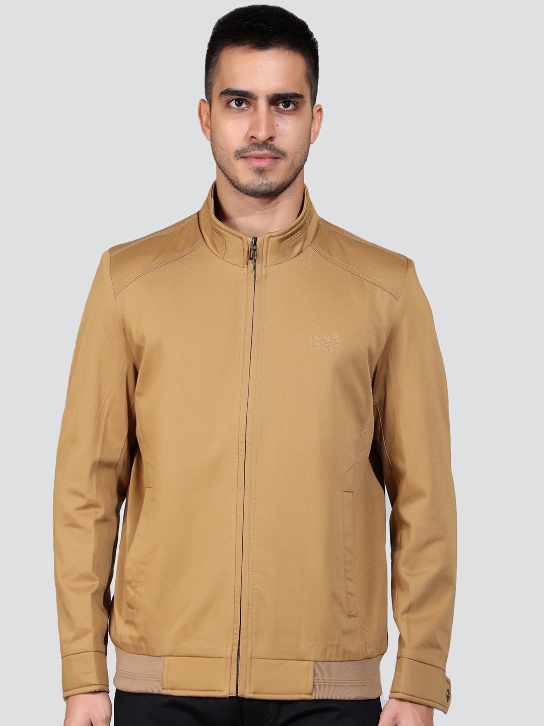 

YOUNG CLUB CLASSIC Lightweight Mock Collar Cotton Bomber Jacket, Beige