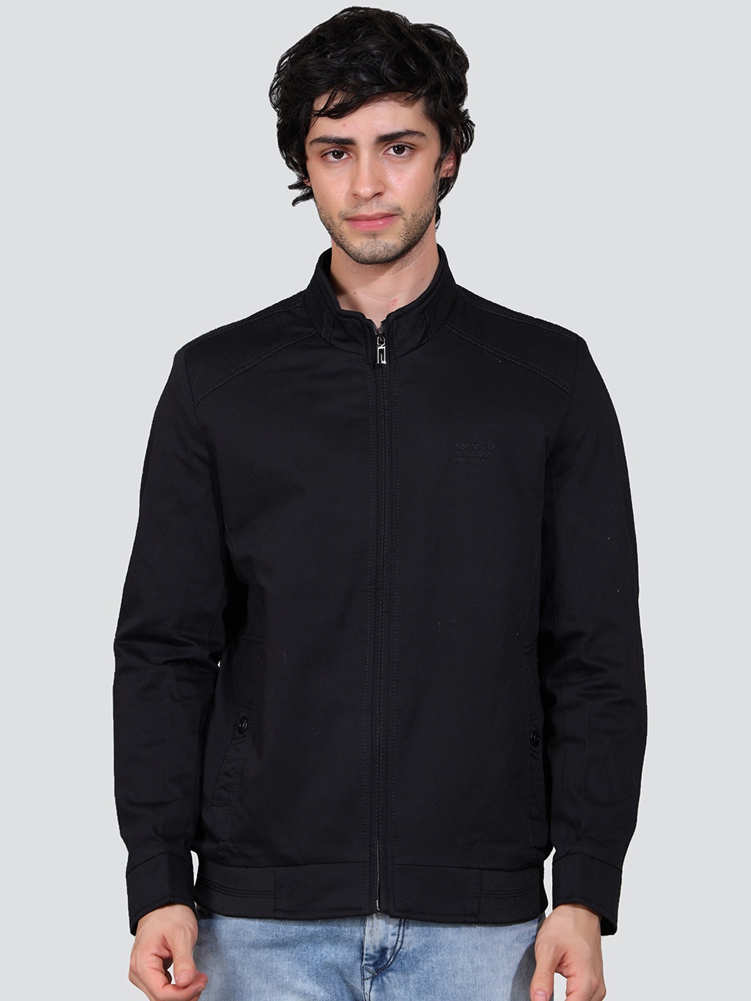 

YOUNG CLUB CLASSIC Lightweight Mock Collar Cotton Bomber Jacket, Black