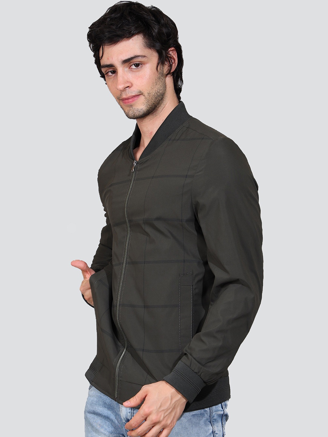 

YOUNG CLUB CLASSIC Men Green Lightweight Bomber Jacket