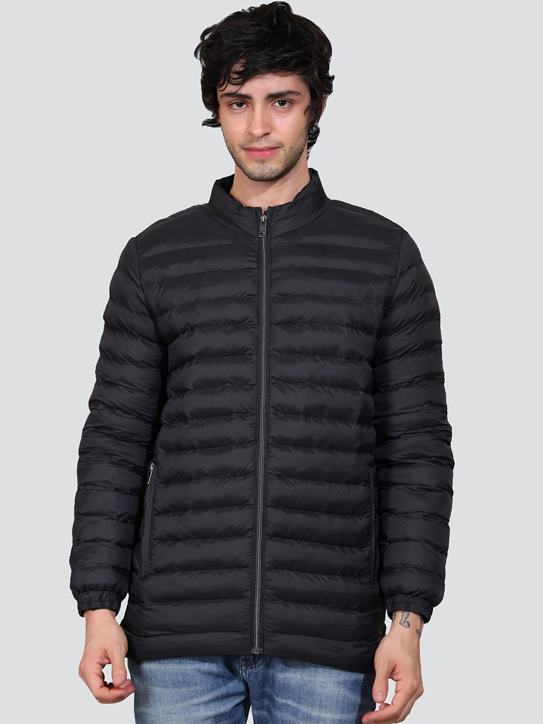 

YOUNG CLUB CLASSIC Lightweight Mock Collar Puffer Jacket, Black