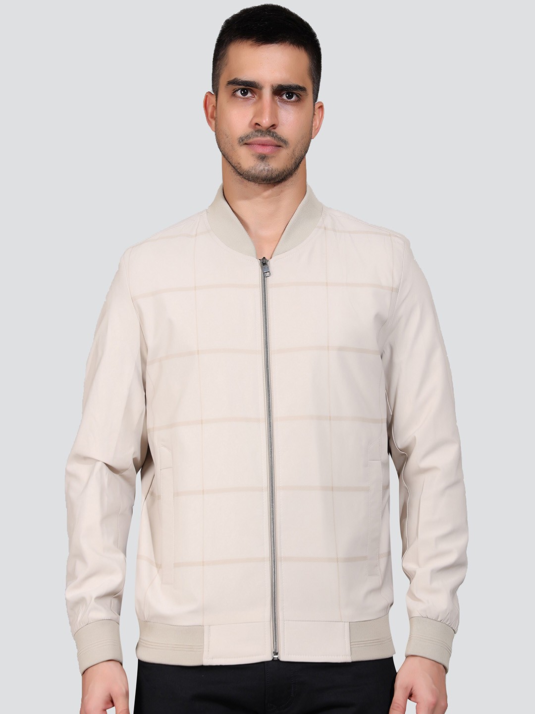 

YOUNG CLUB CLASSIC Striped Lightweight Bomber Jacket, Khaki
