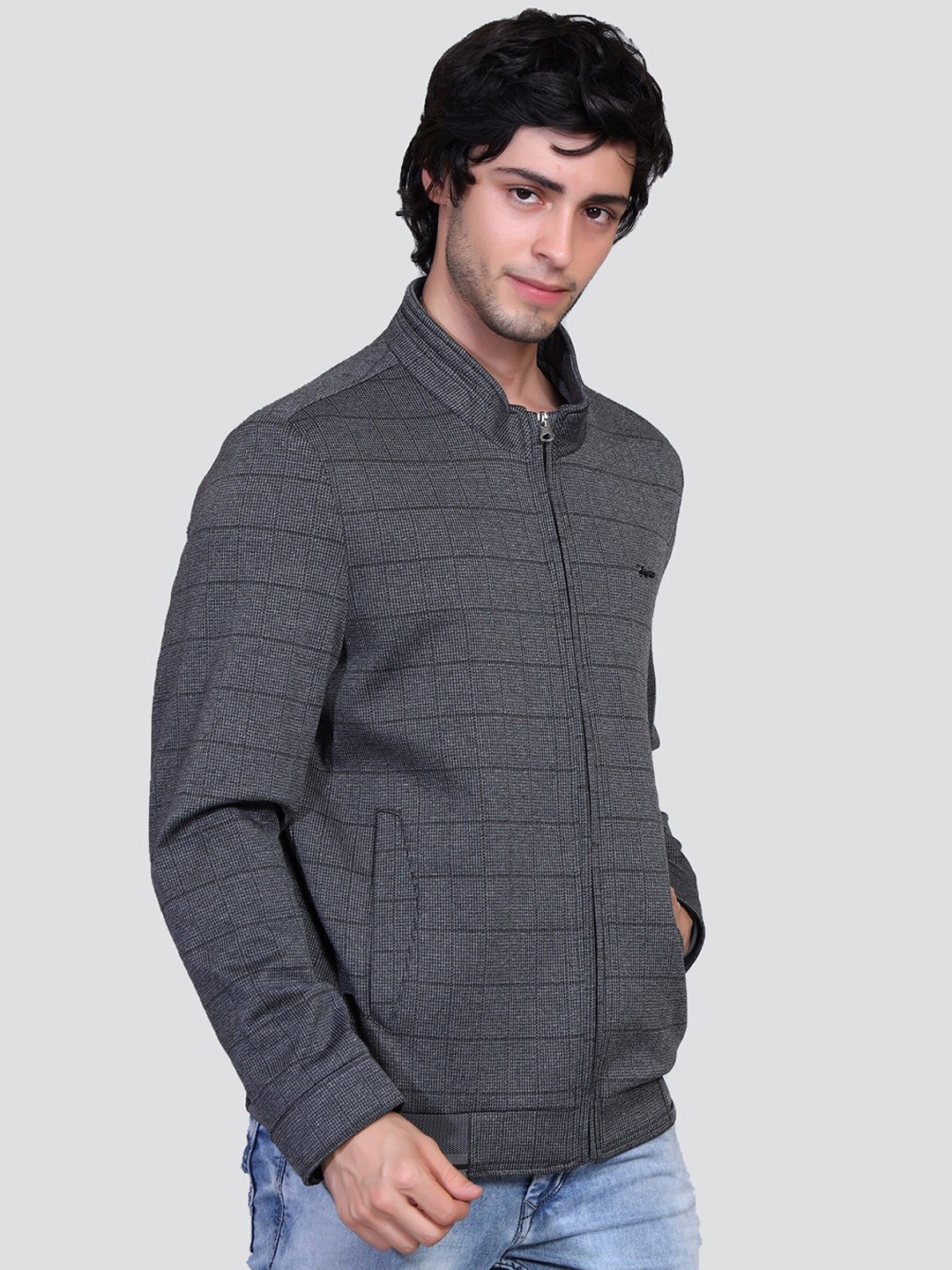 

YOUNG CLUB CLASSIC Men Grey Woollen Lightweight Crop Tailored Jacket