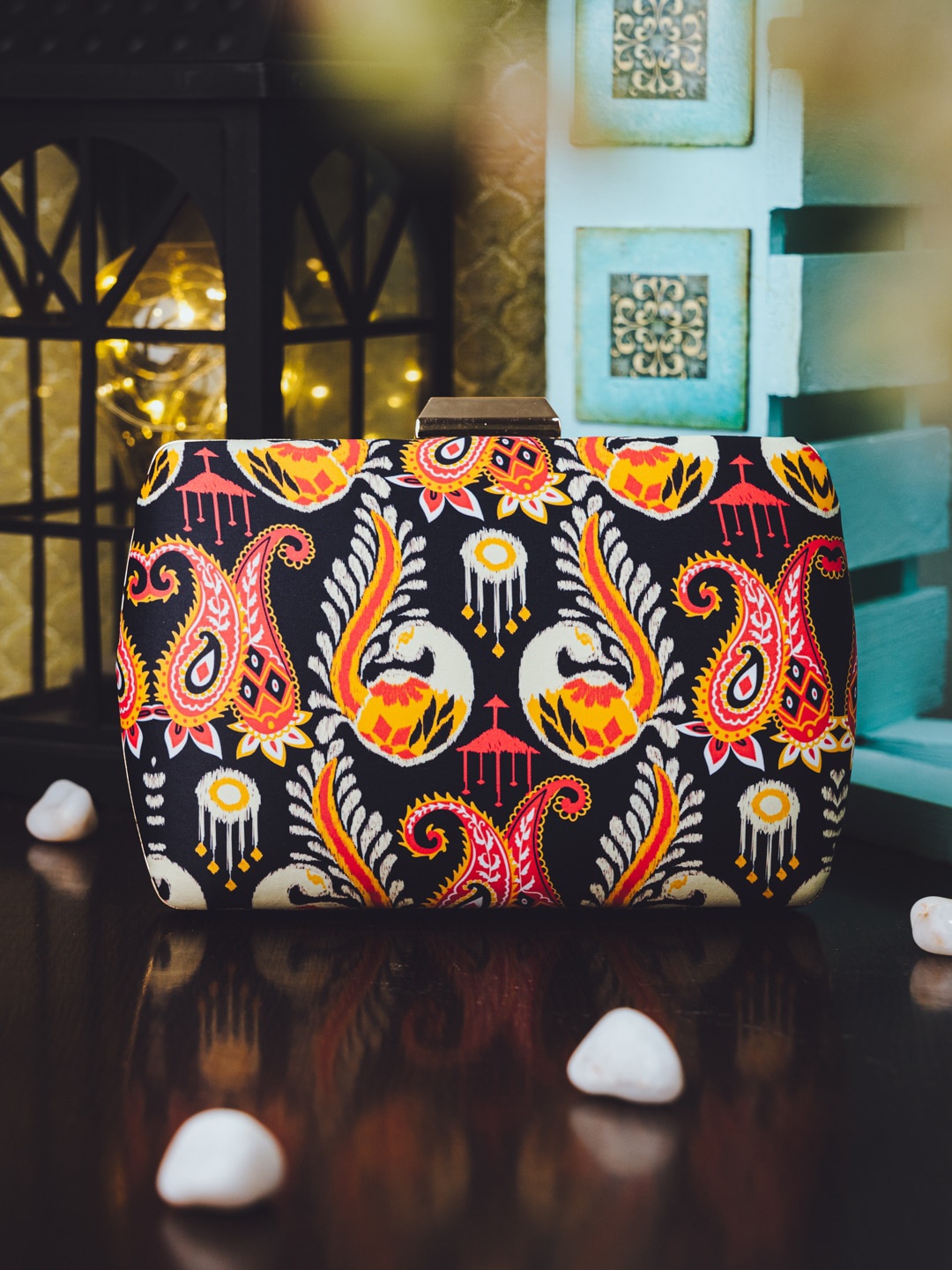 

Anouk Printed Box Clutch, Peach