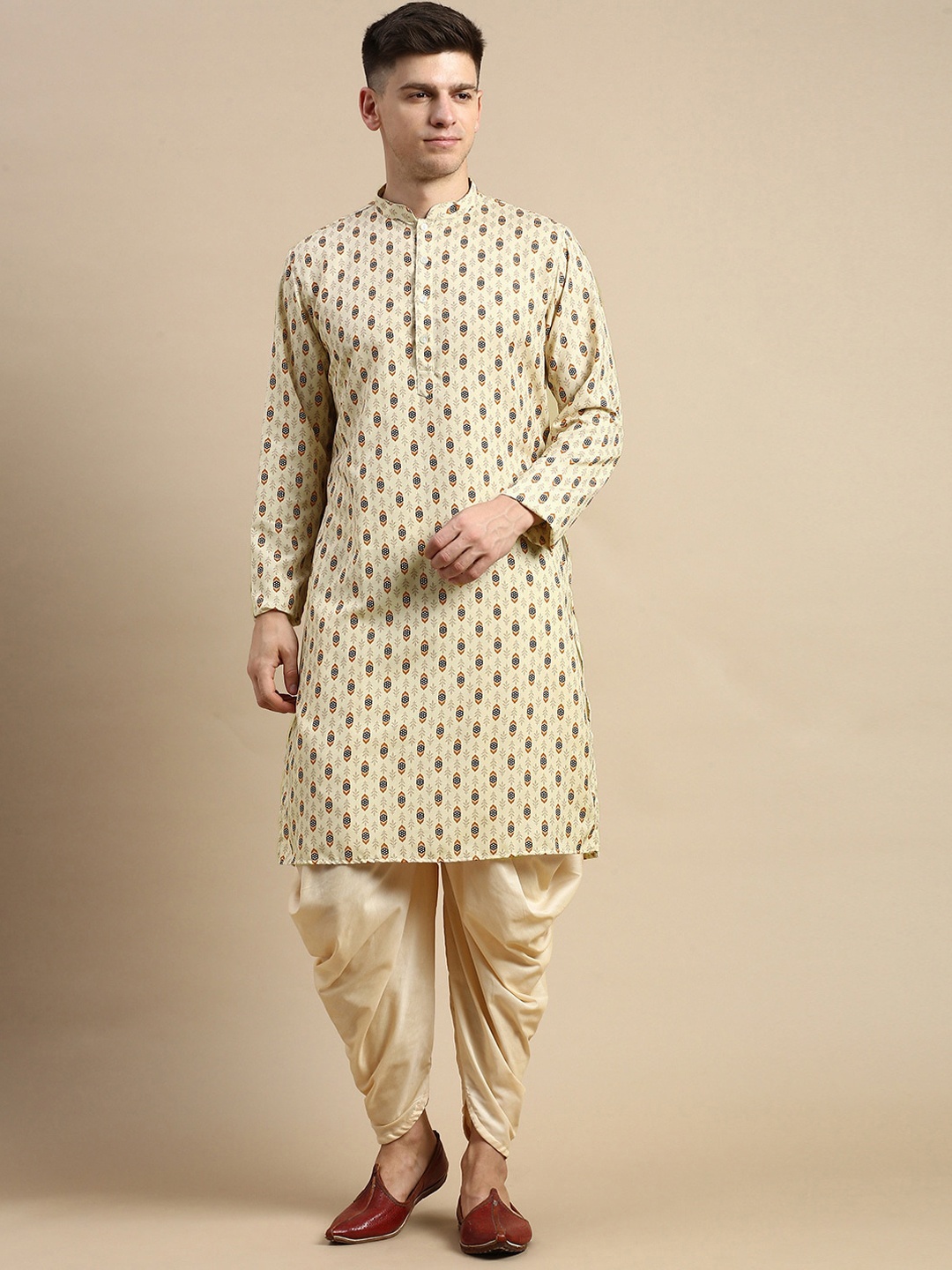 

Anouk Ethnic Motifs Printed Straight Kurta, Cream