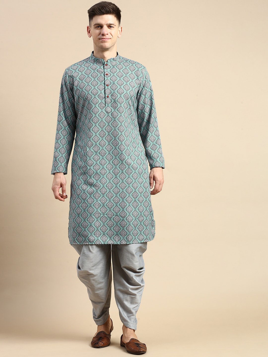 

Anouk Ethnic Motifs Printed Mandarin Collar Long Sleeves Straight Kurta, Blue