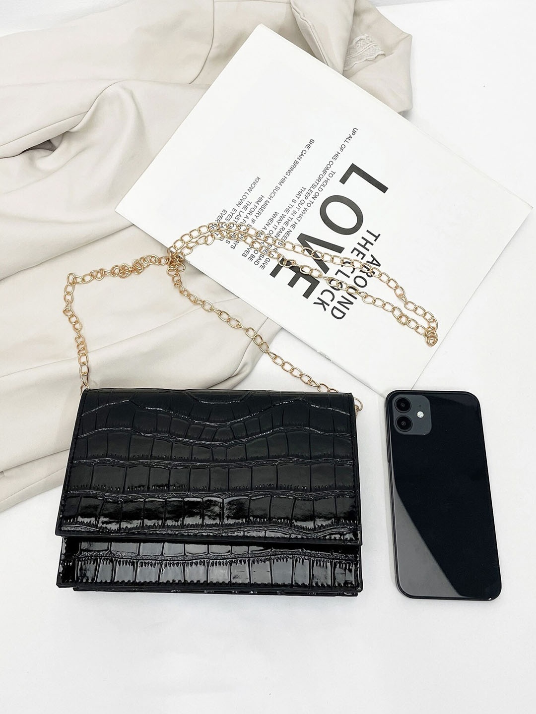 

FARGO Textured PU Structured Sling Bag, Black