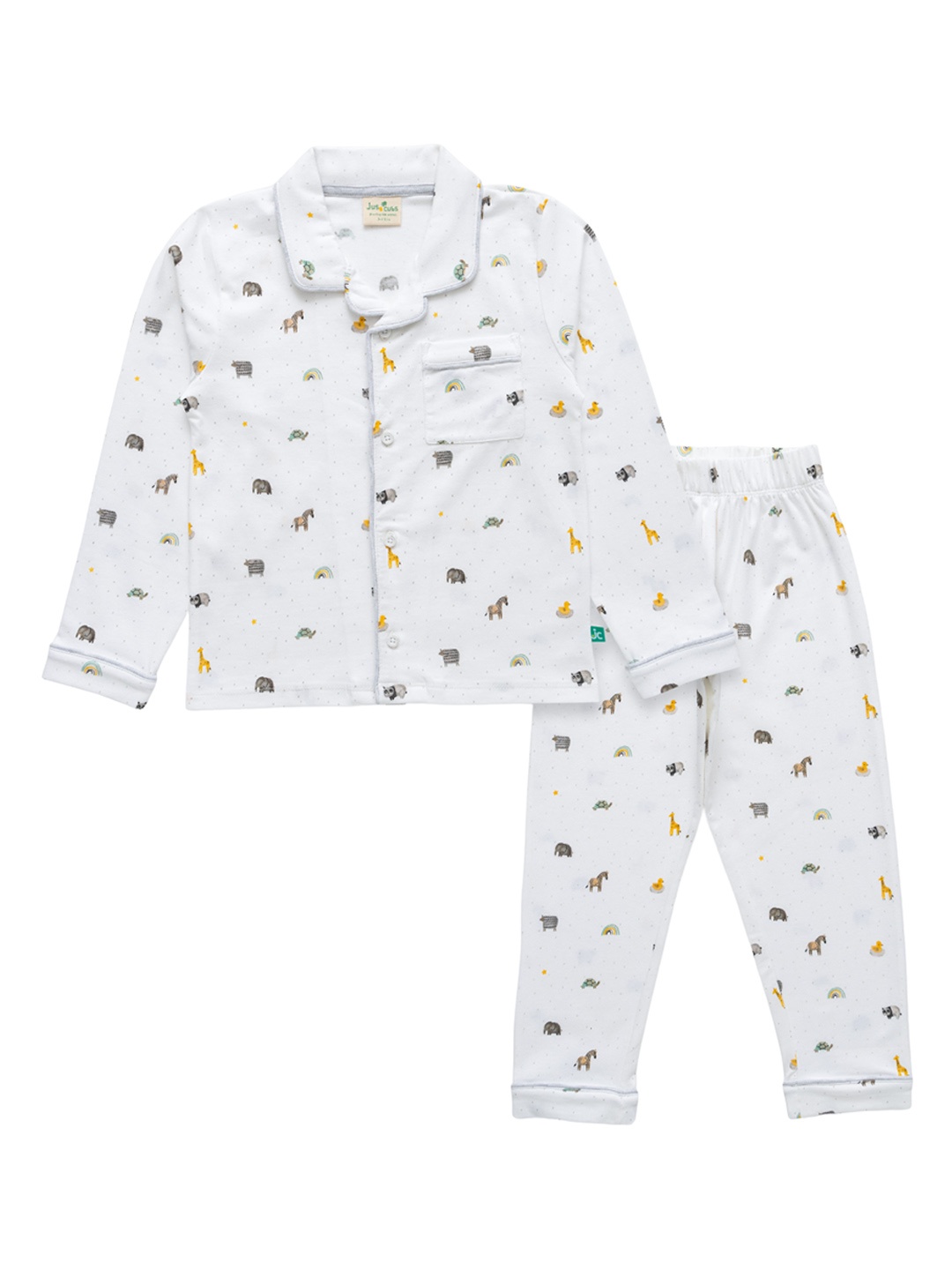 

JusCubs Boys Conversational Printed Pure Cotton Nightsuit, White