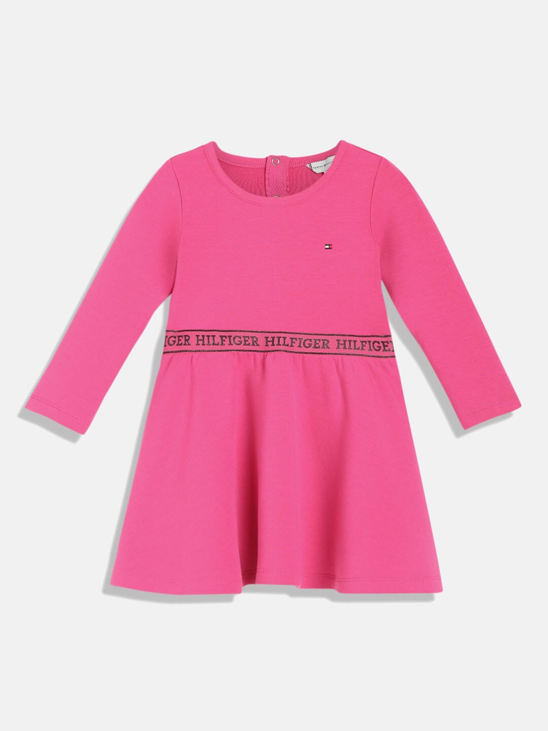 

Tommy Hilfiger Girls Round Neck A-Line Dress, Pink