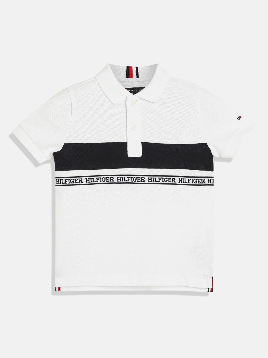 

Tommy Hilfiger Boys Colourblocked Pure Cotton T-Shirt, White