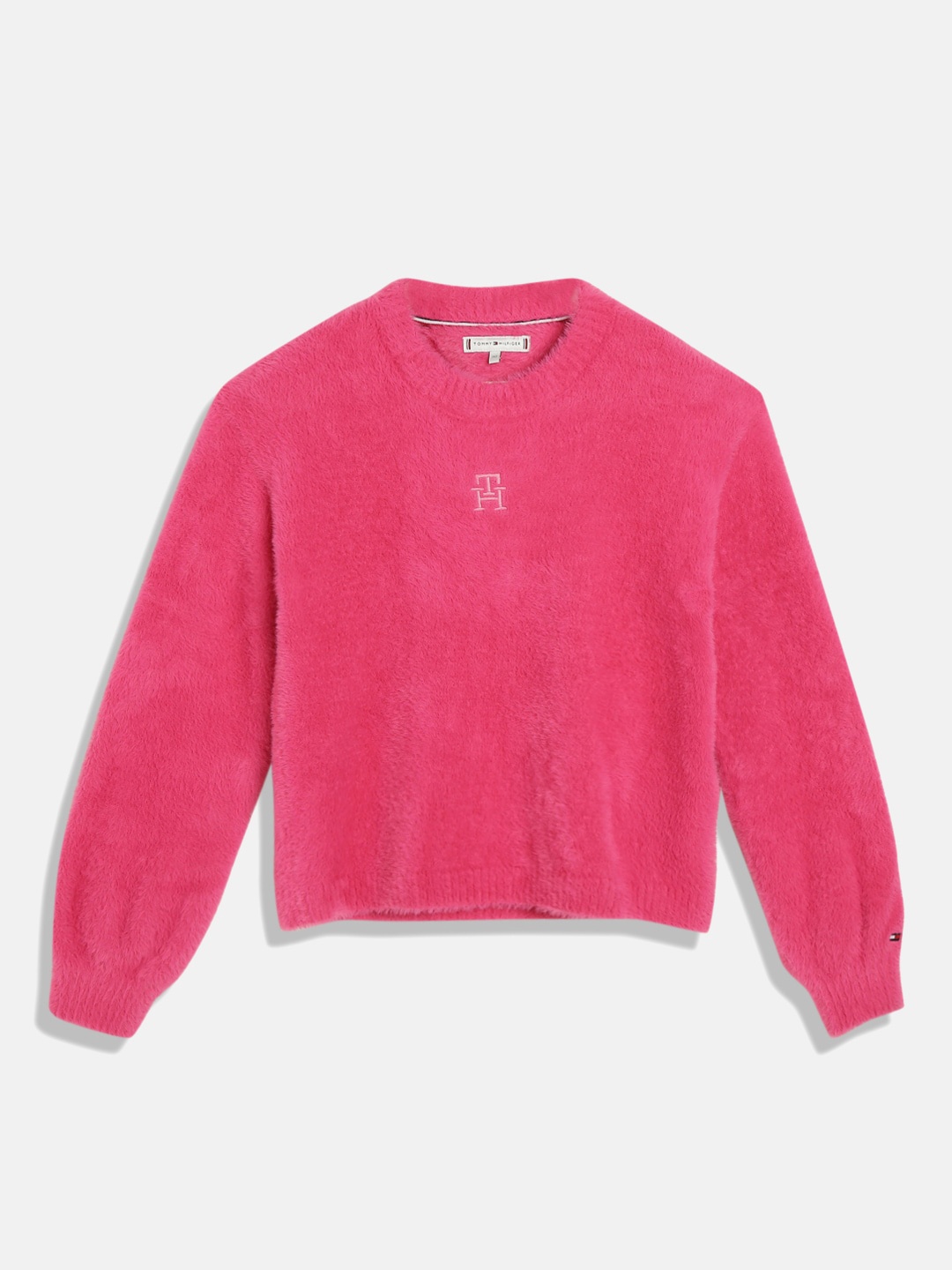 

Tommy Hilfiger Girls Round Neck Long Sleeves Nylon Pullover Sweaters, Pink