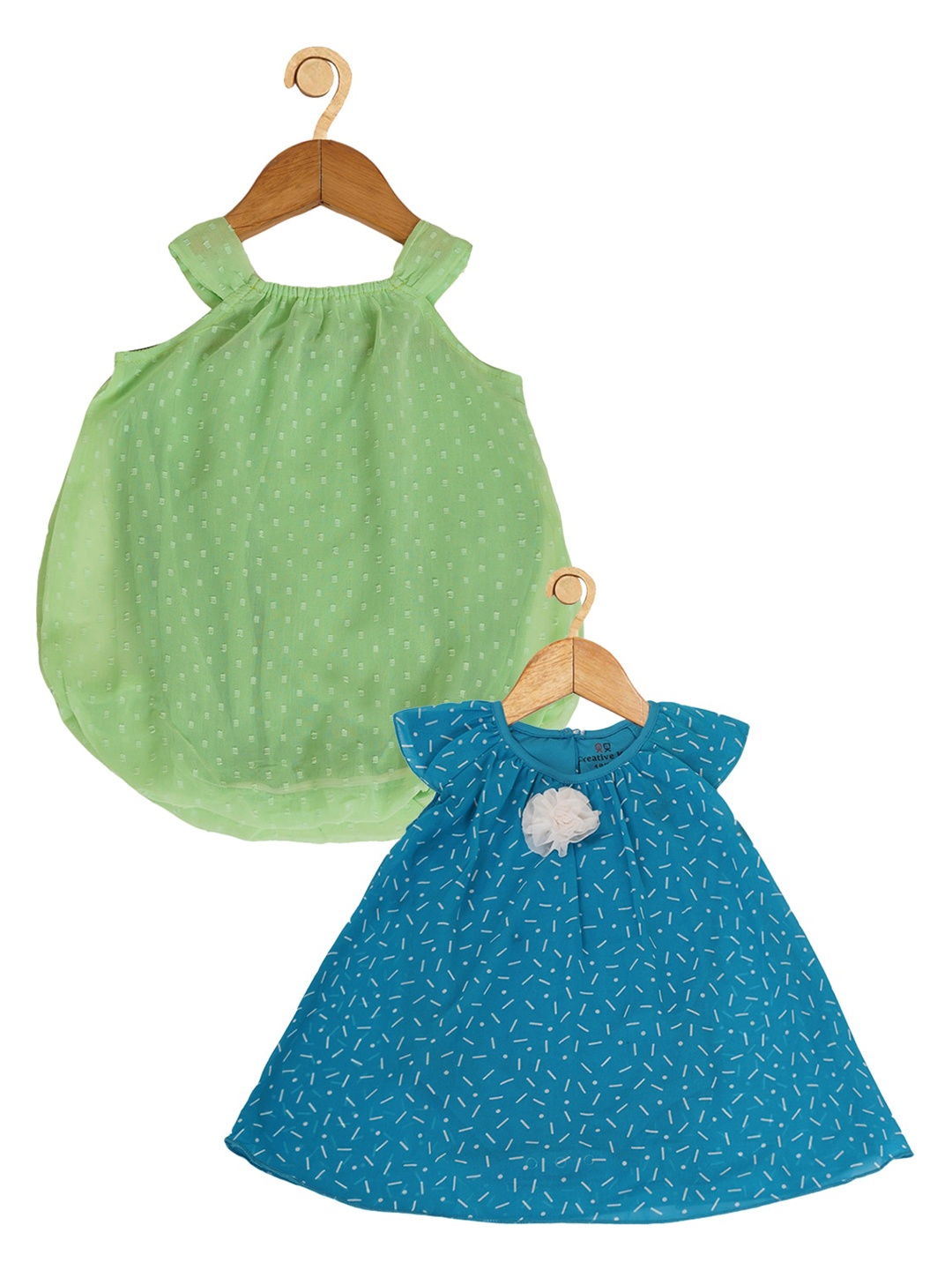 

Creative Kids Infants Pack Of 2 Geometric Printed A-Line Dresses, Blue