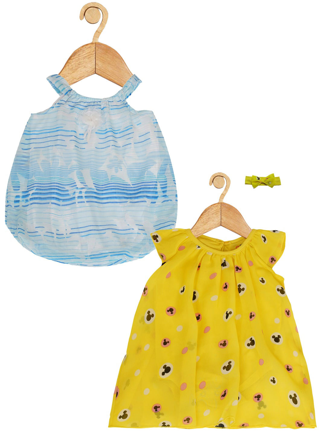 

Creative Kids Infant Girls Pack Of 2 Abstract Printed Balloon Dress With Attached Bodysuit, Blue
