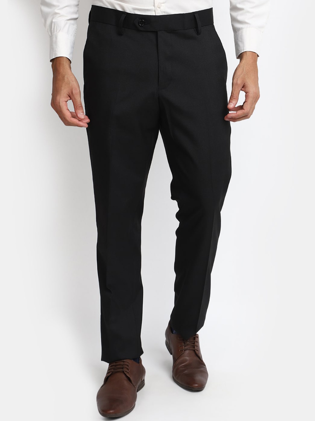 

J White by Vmart Men Slim Fit Cotton Formal Trousers, Black