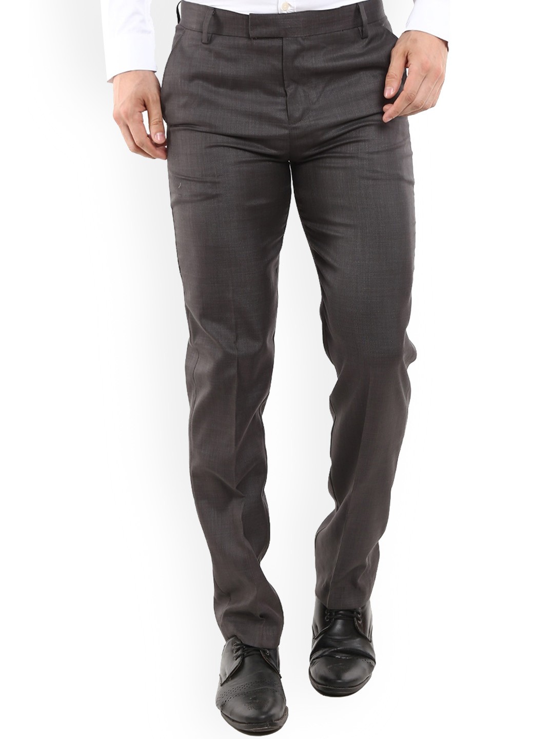 

J White by Vmart Men Slim Fit Cotton Formal Trousers, Black
