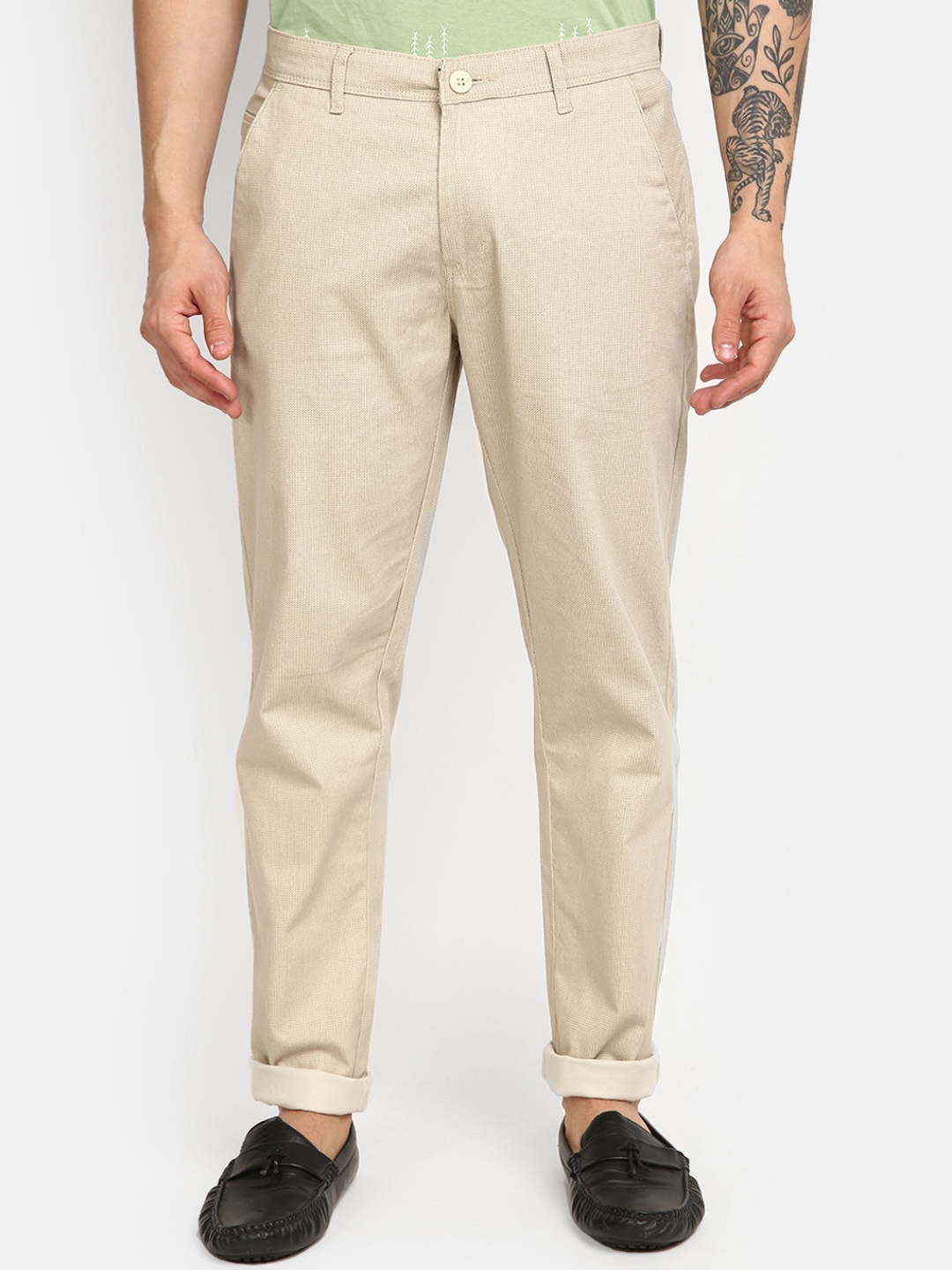 

V-Mart Mid-Rise Slim Fit Cotton Chinos Casual Trouser, Grey