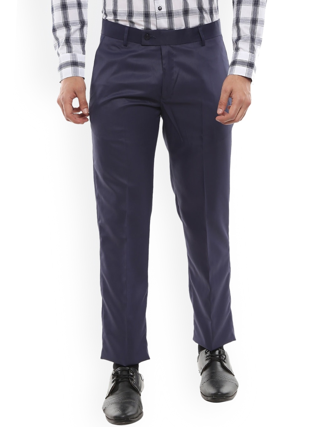 

V-Mart Men Slim Fit Cotton Formal Trousers, Blue