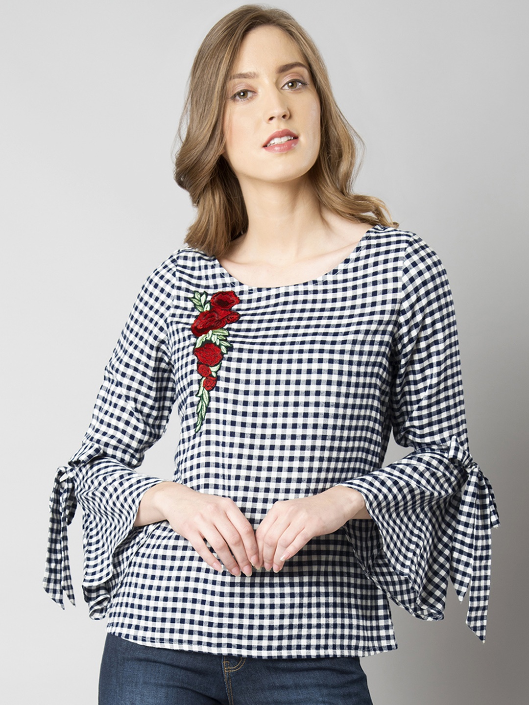 

FabAlley Women Black Checked Top