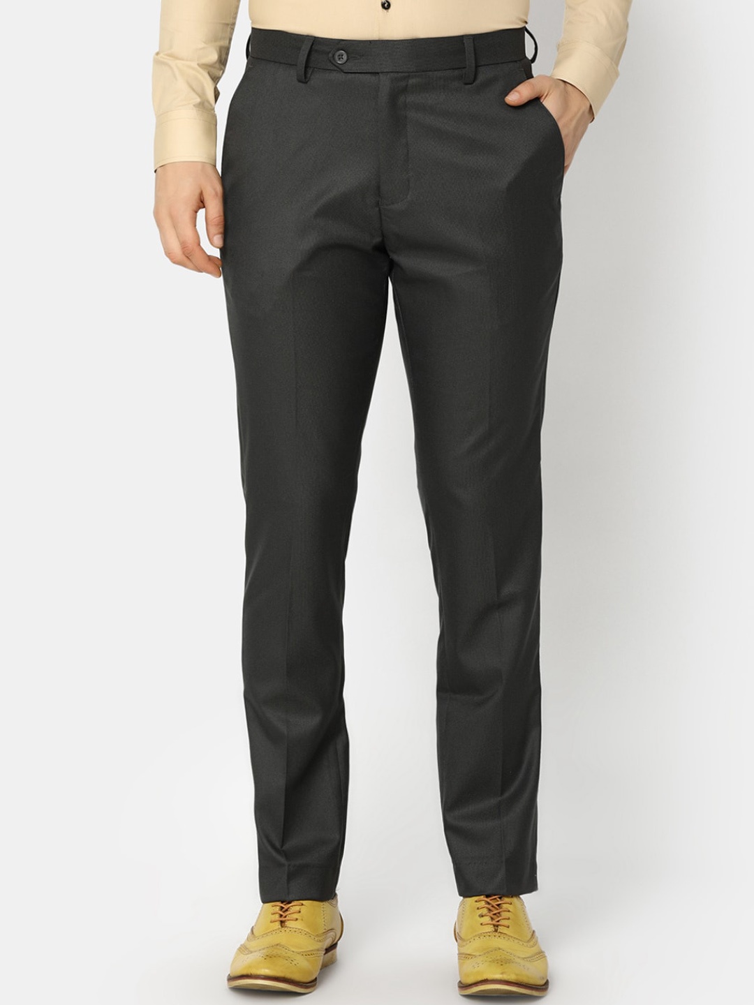 

J White by Vmart Mid-Rise Slim Fit Formal Trouser, Grey