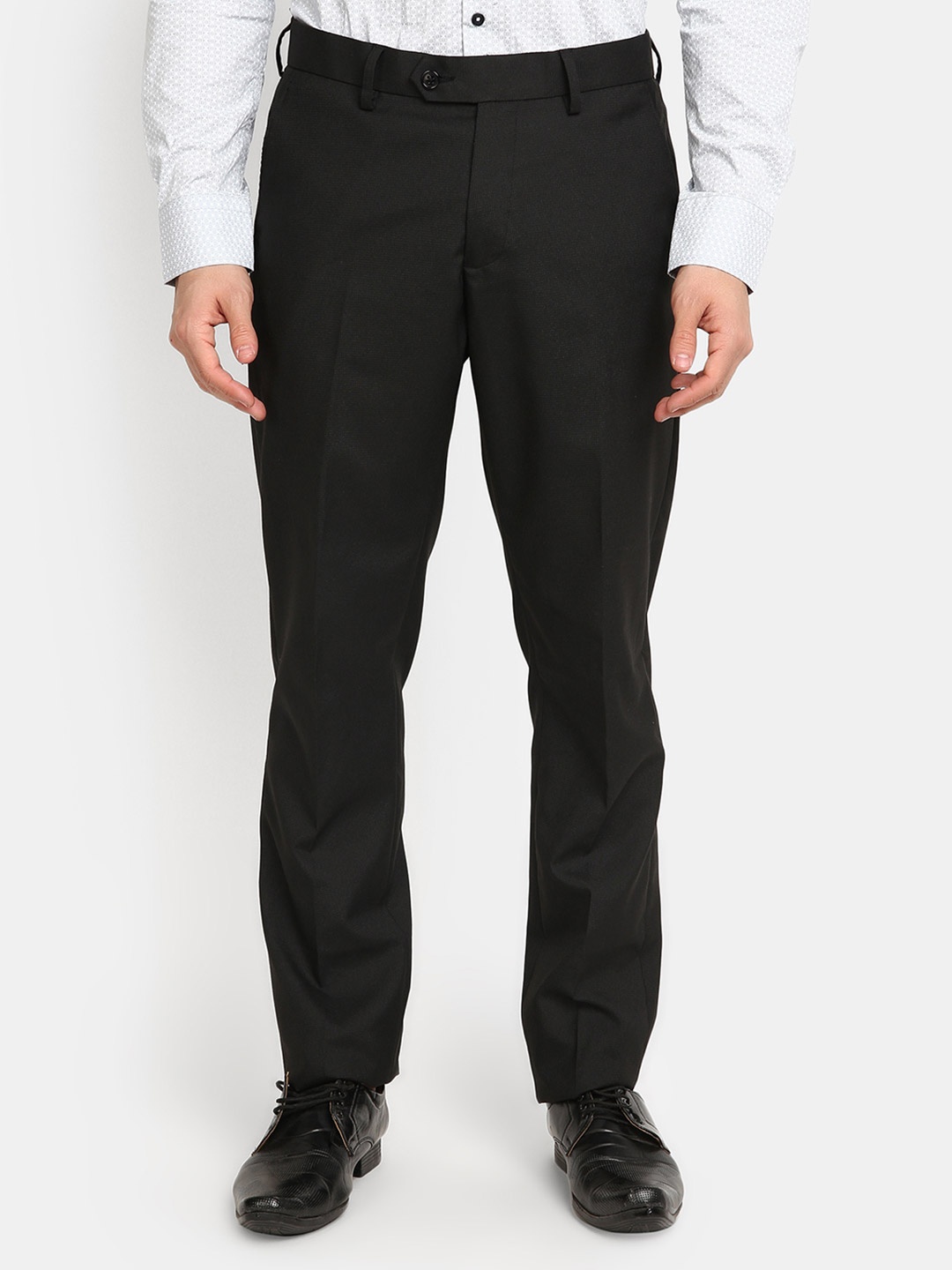 

J White by Vmart Men Slim Fit Cotton Formal Trousers, Black