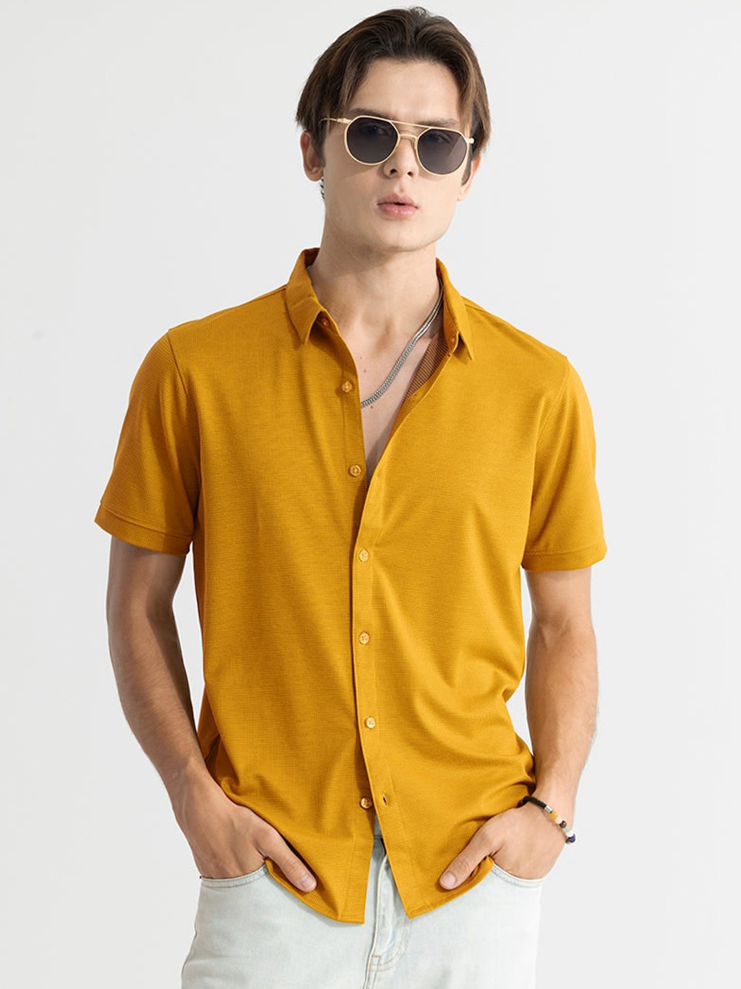 

Snitch Classic Slim Fit Casual Shirt, Mustard