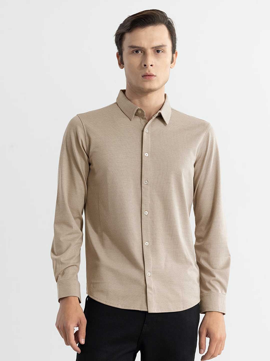 

Snitch Men Beige Classic Opaque Casual Shirt